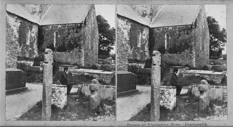 Churchyard Llanbadarn Fawr, stereoscopic photograph. © Crown Copyright RCAHMW.