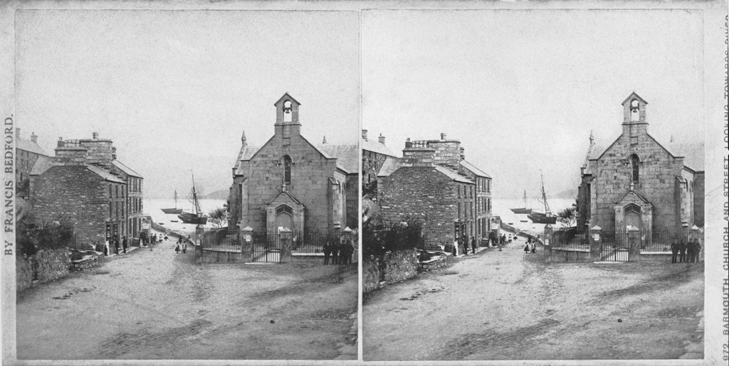 Barmouth Church and Street, stereoscopic photograph. © Crown Copyright RCAHMW.
