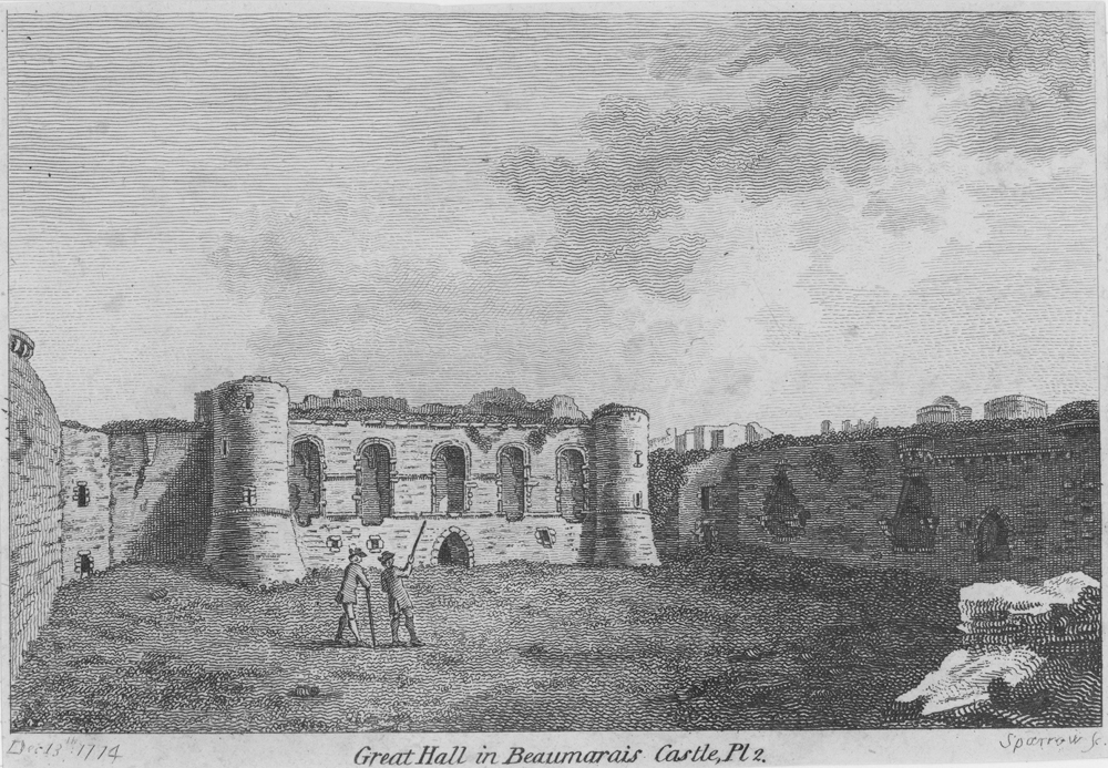 Beaumaris Castle, historical print. © Crown Copyright RCAHMW.
