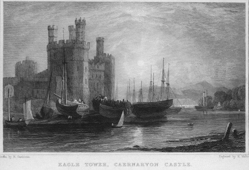 Caernarfon Castle, historic print. © Crown Copyright RCAHMW.
