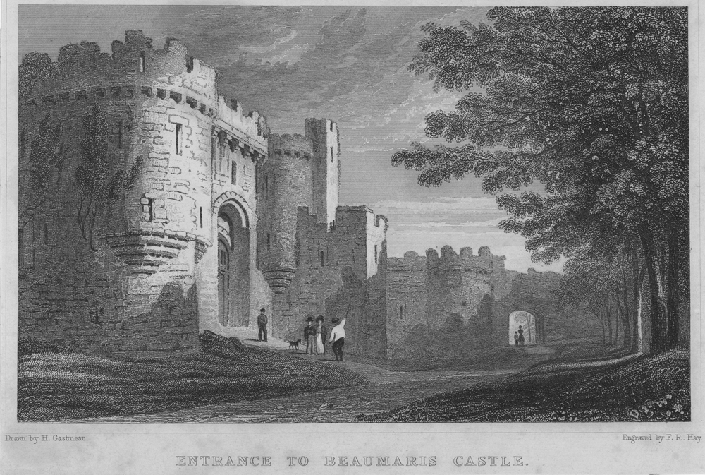 Castell Biwmares, print hanesyddol. © Hawlfraint y Goron CBHC. 