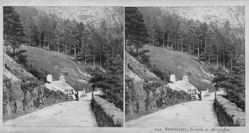 Tollgate at Aberglaslyn, stereo photograph. © Crown Copyright RCAHMW.