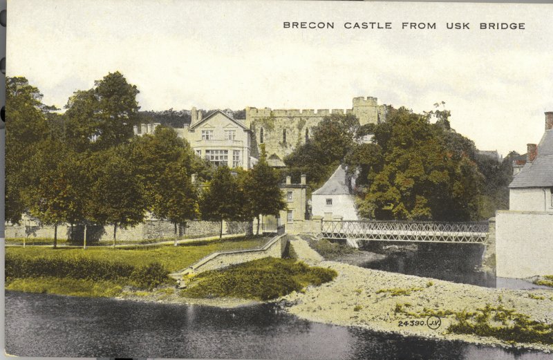 Brecon Castle, postcard. © Crown Copyright RCAHMW.