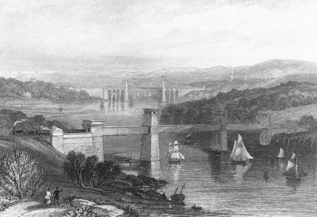 Britannia Bridge, historical print. © Crown Copyright RCAHMW.