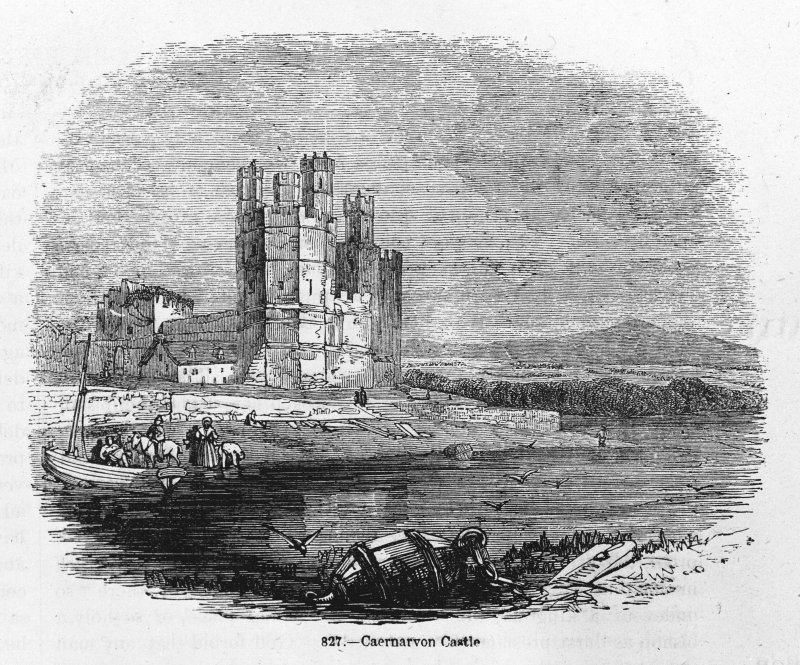 Castell Caernarfon, print hanesyddol. © Hawlfraint y Goron CBHC. 