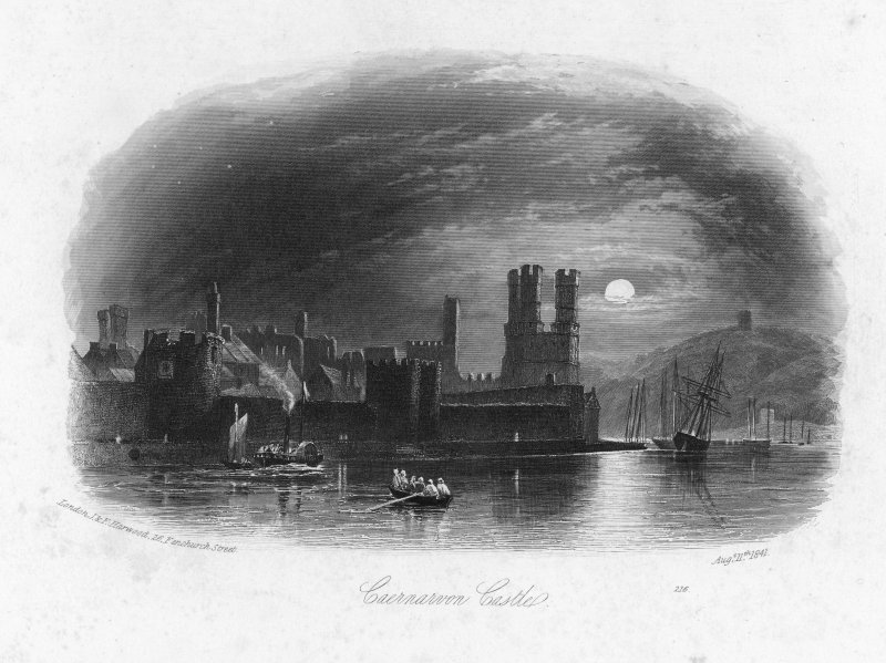 Caernarfon port, historic print. © Crown Copyright RCAHMW.