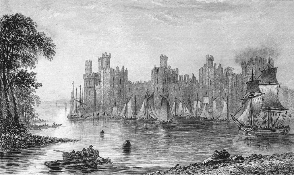 Caernarfon port, historic print. © Crown Copyright RCAHMW.