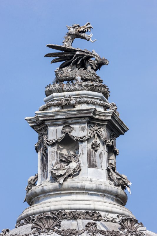 Sculpture on top of the City Hall. © Crown Copyright RCAHMW.