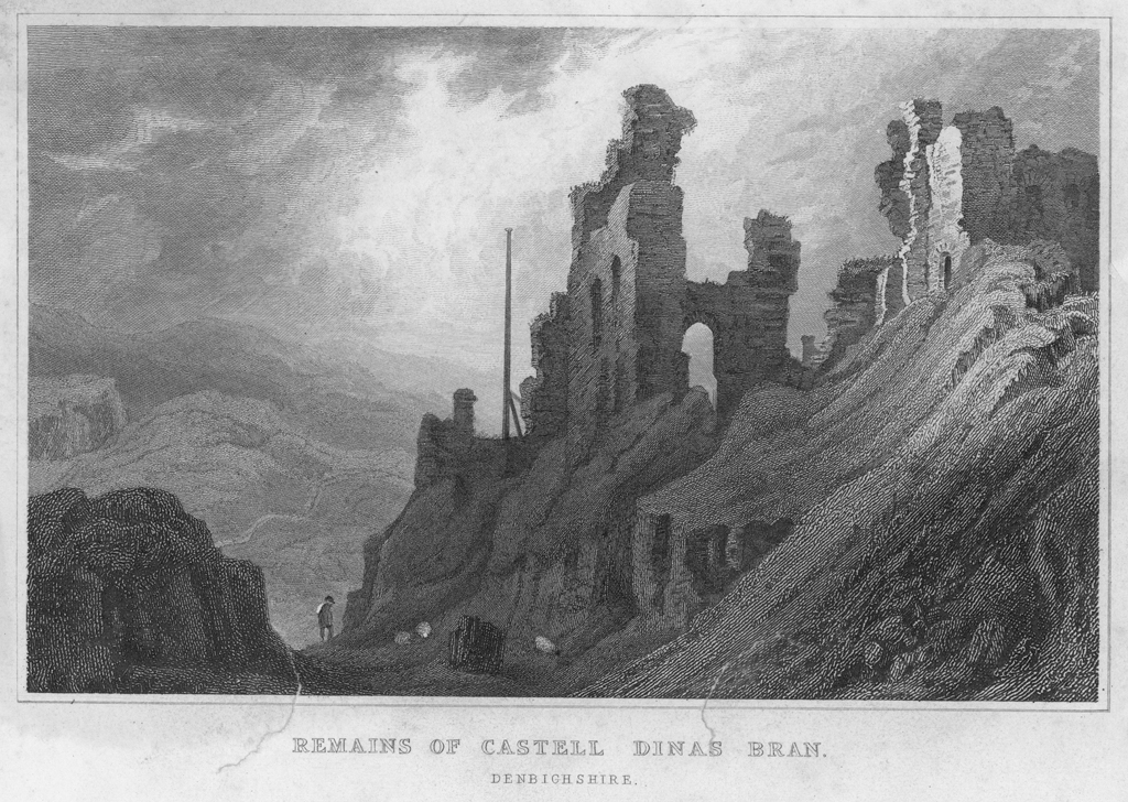Castell Dinas Brân, historic print. © Crown Copyright RCAHMW.