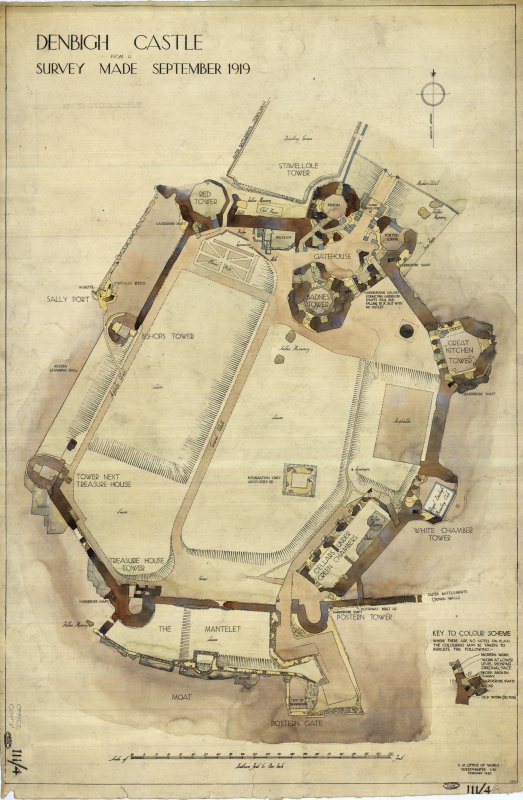Denbigh Castle map. © Crown Copyright RCAHMW.