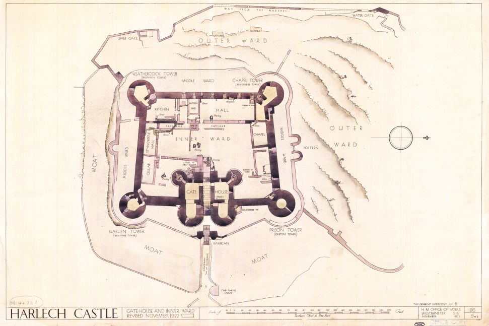 Harlech Castle, map. © Crown Copyright RCAHMW.