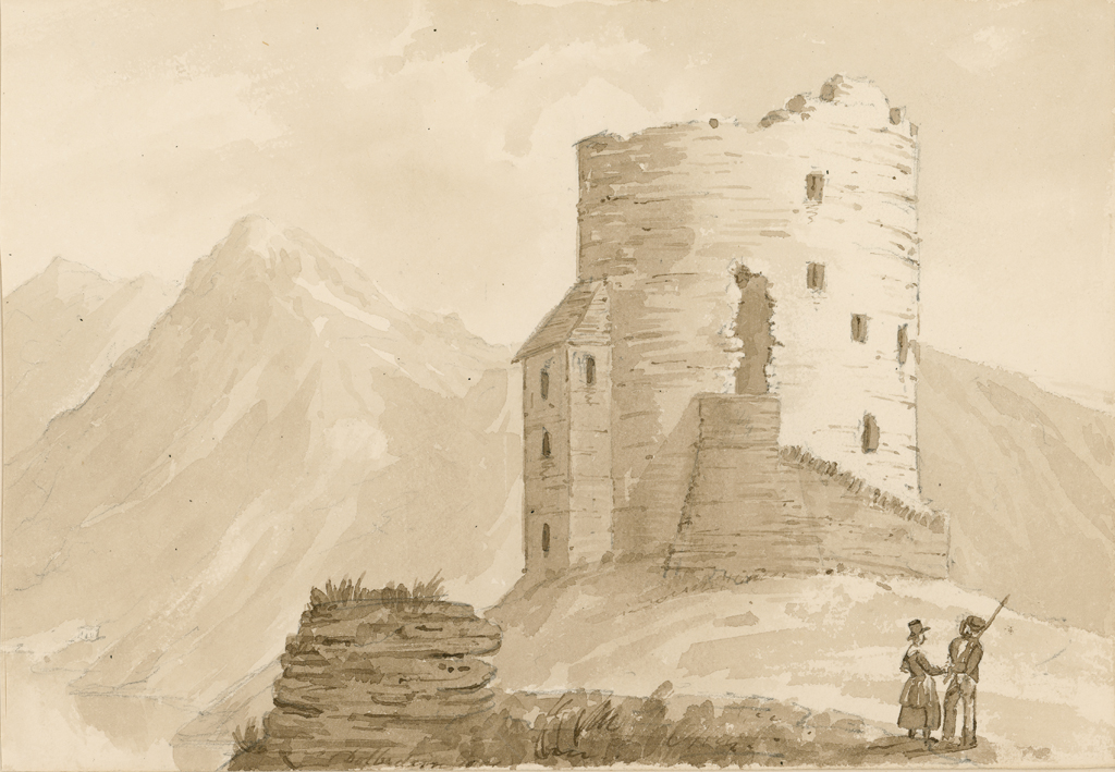 Dolbadarn Castle, historic drawing. © Crown Copyright RCAHMW.