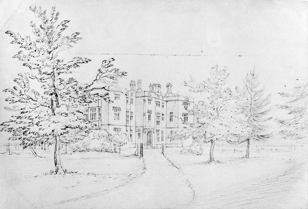 Llanover Hall, historical drawing. © Crown Copyright RCAHMW.