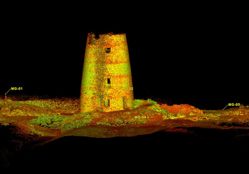 Windmill remains, laser scan. © Crown Copyright RCAHMW.