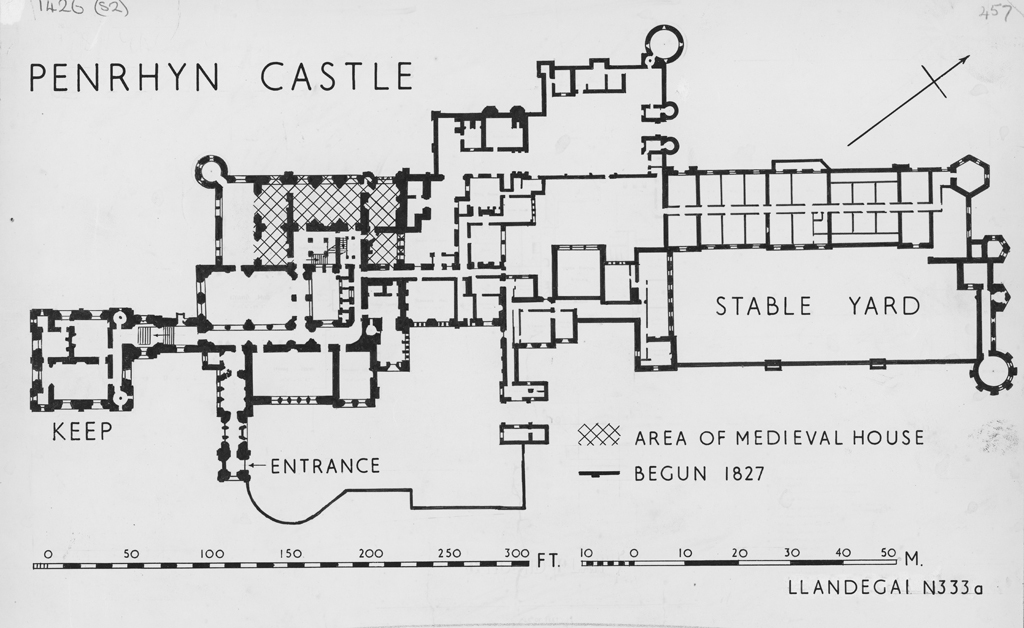 Penrhyn Castle, map today. © Crown Copyright RCAHMW.