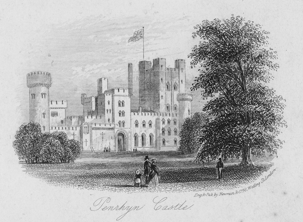 West-front of Penrhyn Castle, historic print. © Crown Copyright RCAHMW.