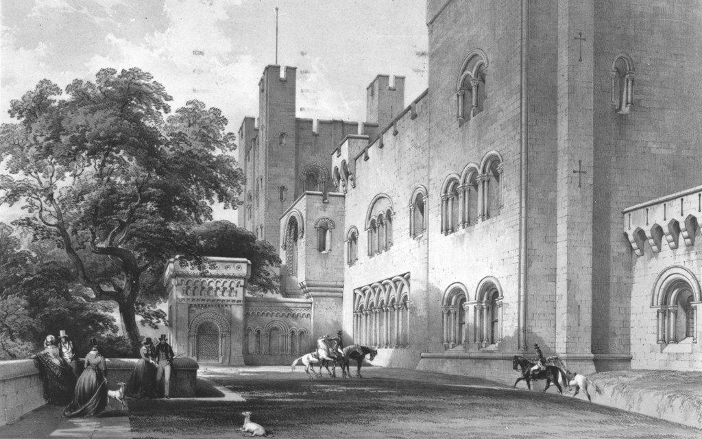 East-front of Penrhyn Castle, historic print. © Crown Copyright RCAHMW.