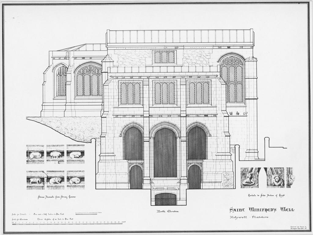 St Winefride’s Well, construction drawing. © Crown Copyright RCAHMW.