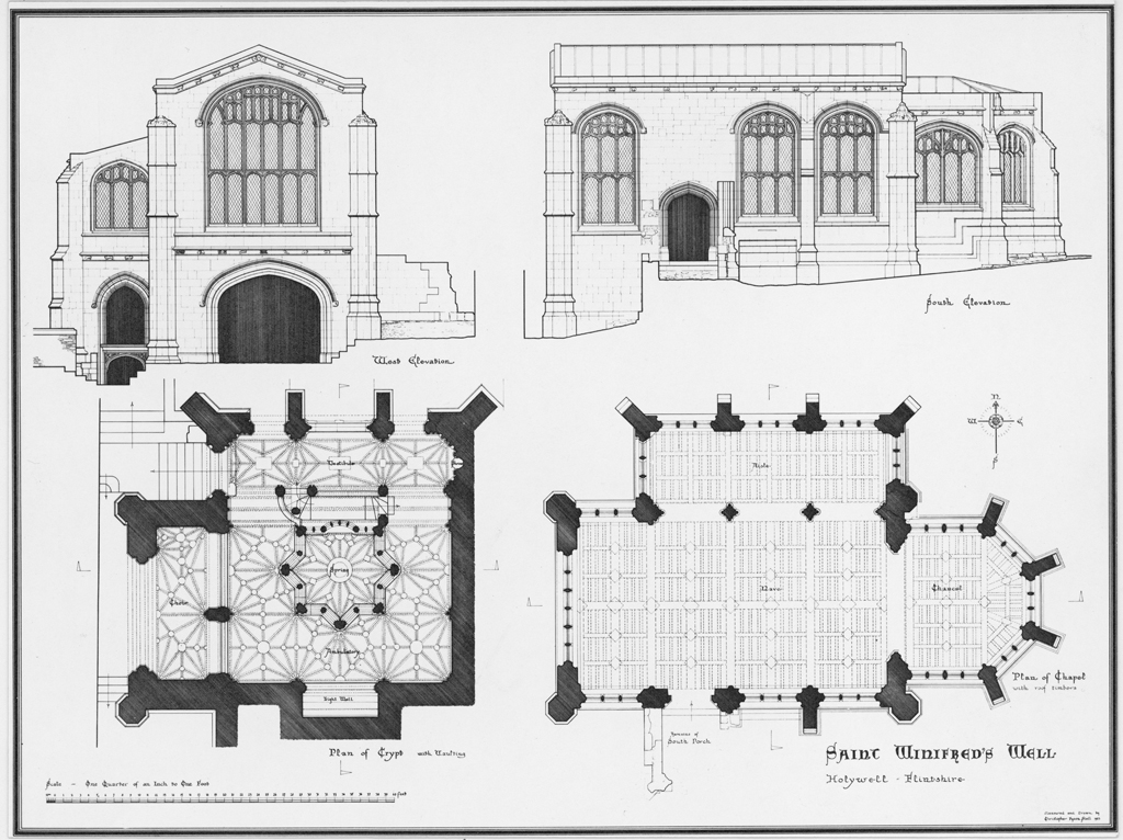St Winefride’s Well, construction drawing. © Crown Copyright RCAHMW.