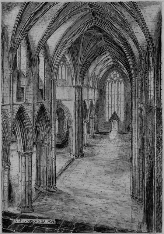 Tintern Abbey, reconstruction drawing. © Crown Copyright RCAHMW.