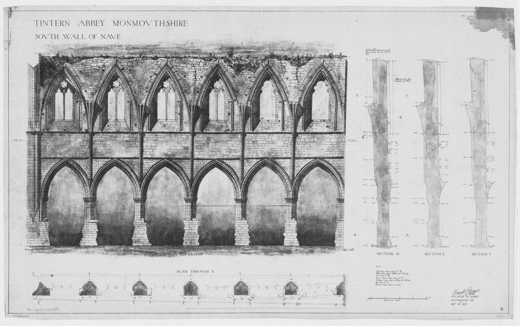 Tintern Abbey, architectural drawing. © Crown Copyright RCAHMW.