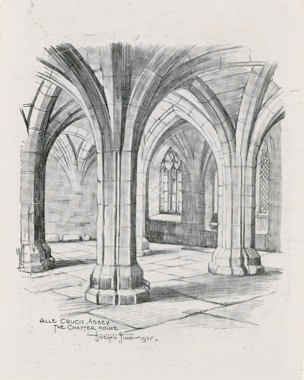 Valle Crucis Abbey, architectural drawing. © Crown Copyright RCAHMW.
