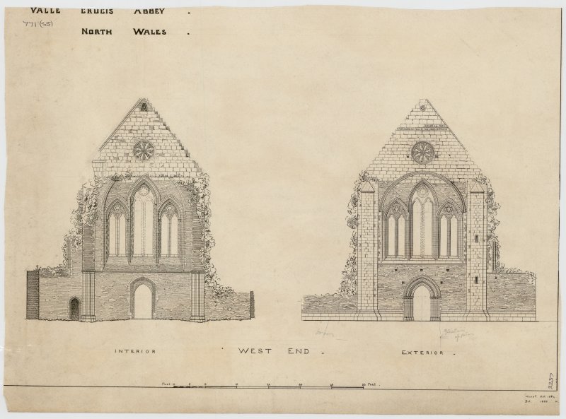 Valle Crucis Abbey, architectural drawing. © Crown Copyright RCAHMW.
